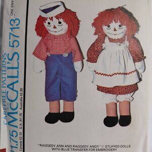 Raggedy Ann & Andy Vintage Pattern - McCall's #5713
